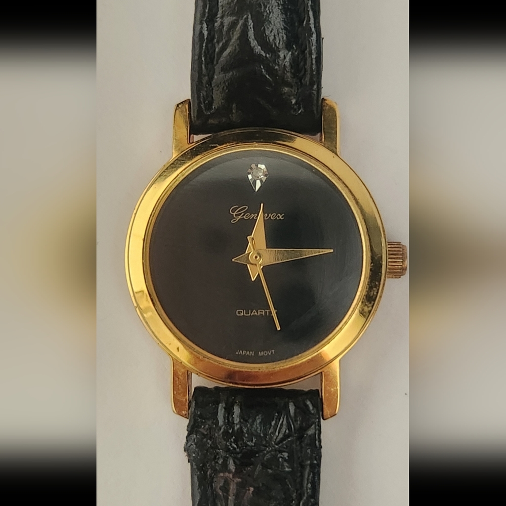 Genevex Gold with Black Face Watch